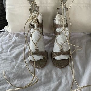 Stuart Weitzman Leg-Wrap Strappy Lace-Up Sandal